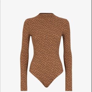 NWT FENDI SKIMS Bodysuit Medium California Brown Long Sleeve